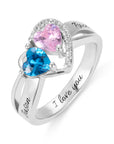 ETERNAL LOVE | Heart Birthstones Engraved Promise Ring