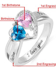 ETERNAL LOVE | Heart Birthstones Engraved Promise Ring