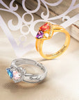 ETERNAL LOVE | Heart Birthstones Engraved Promise Ring