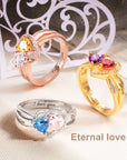 ETERNAL LOVE | Heart Birthstones Engraved Promise Ring
