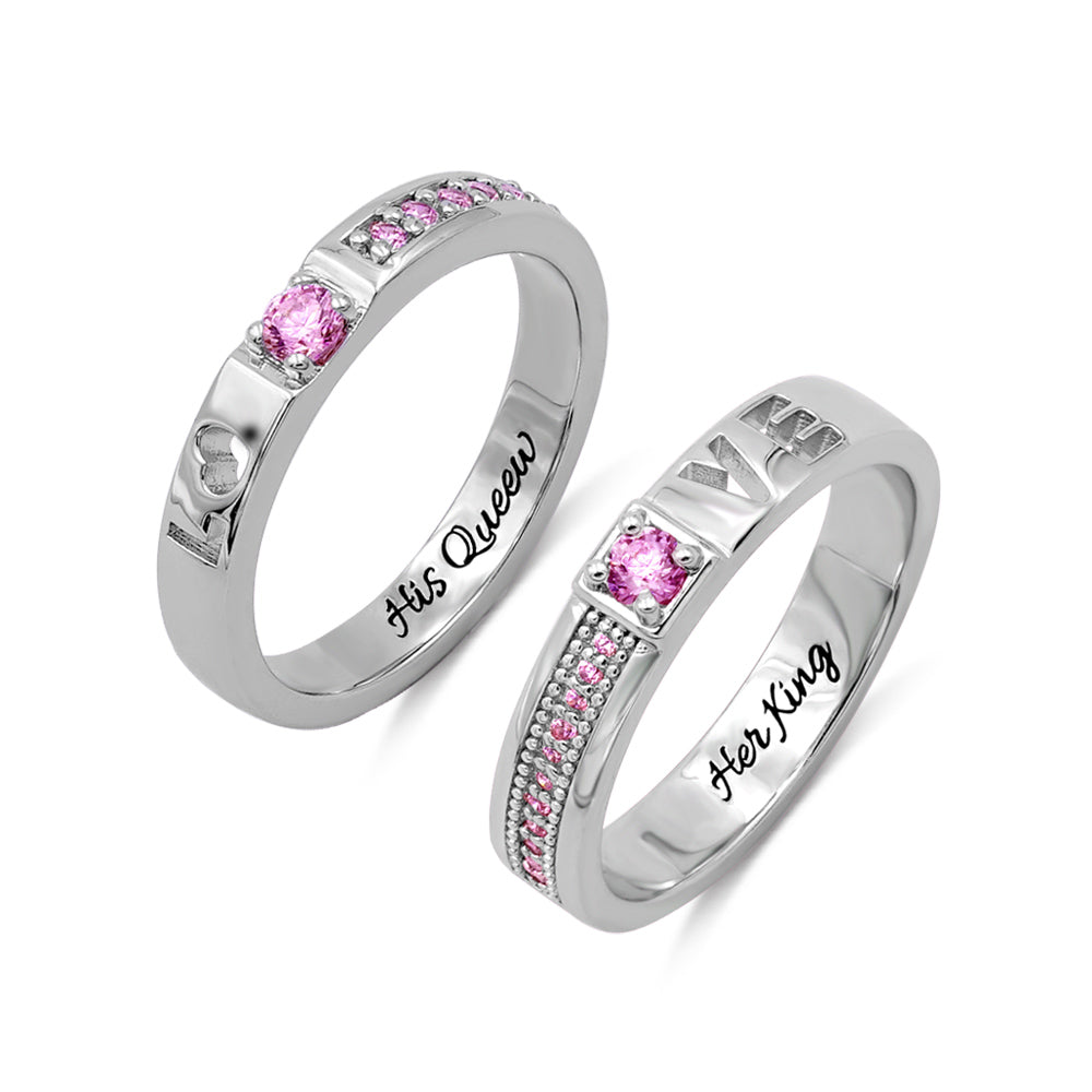 LOVE | Gepersonaliseerde paar ringen met geboortesteen voor geliefden