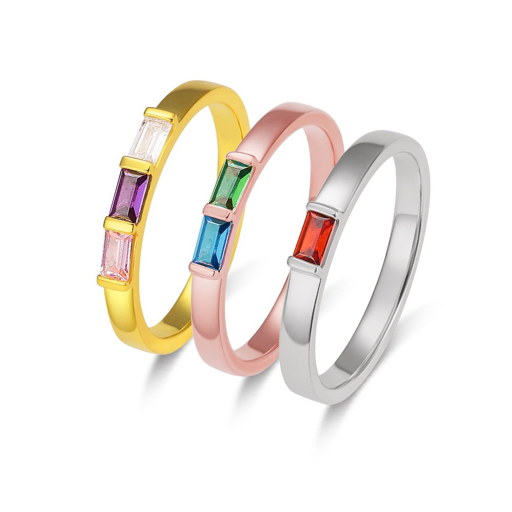 AMELIE | Rectangular Multi-Stone Birthstone Ring