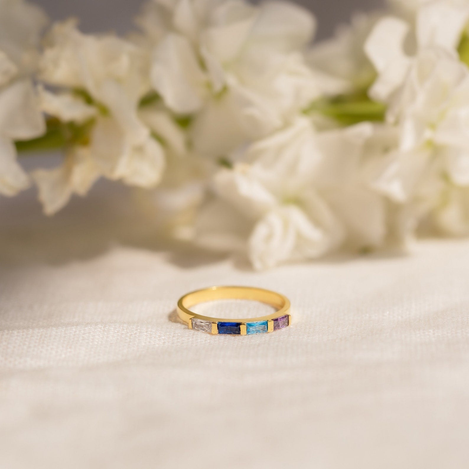 AMELIE | Rectangular Multi-Stone Birthstone Ring