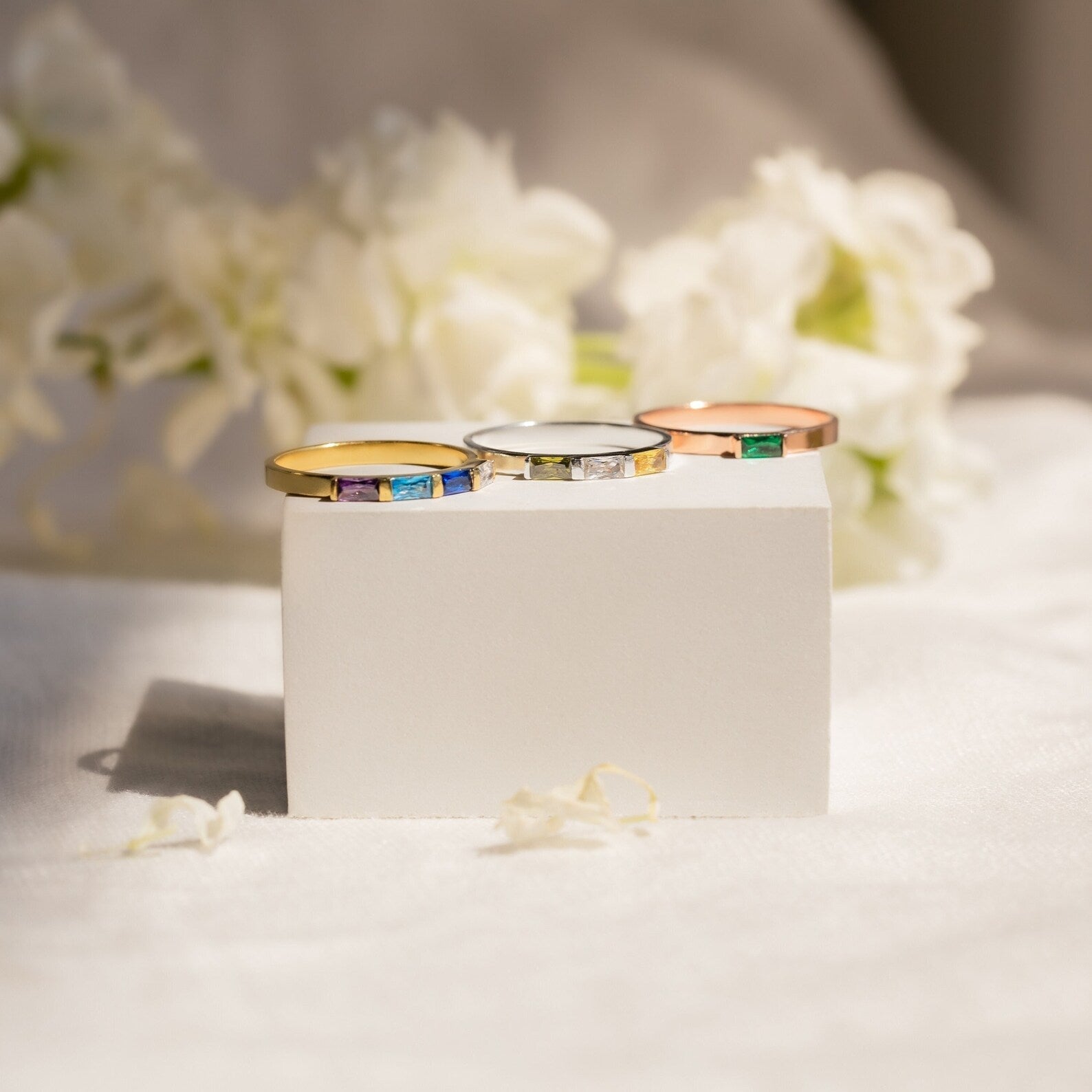 AMELIE | Rectangular Multi-Stone Birthstone Ring