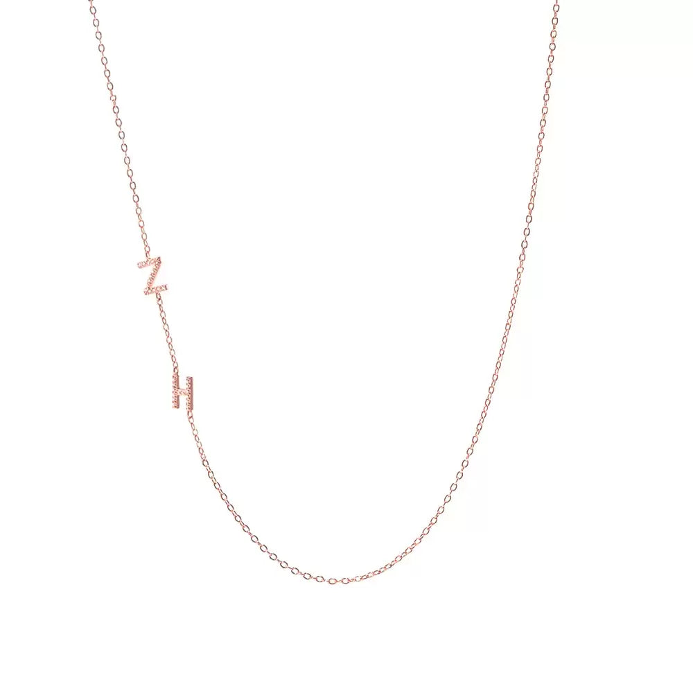 SIDEWAY PAVE INITIALS | Custom Sideways Initial Necklace