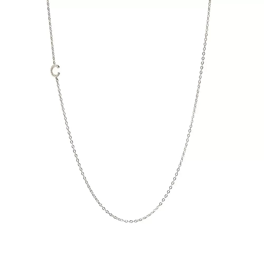 SIDEWAY PAVE INITIALS | Custom Sideways Initial Necklace