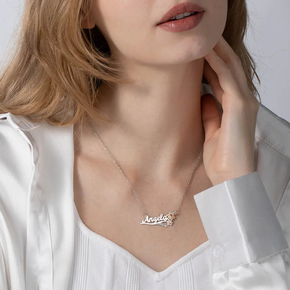 DAINTY FLOWER &amp; NAME | Personalized Name &amp; Birth Flower Necklace
