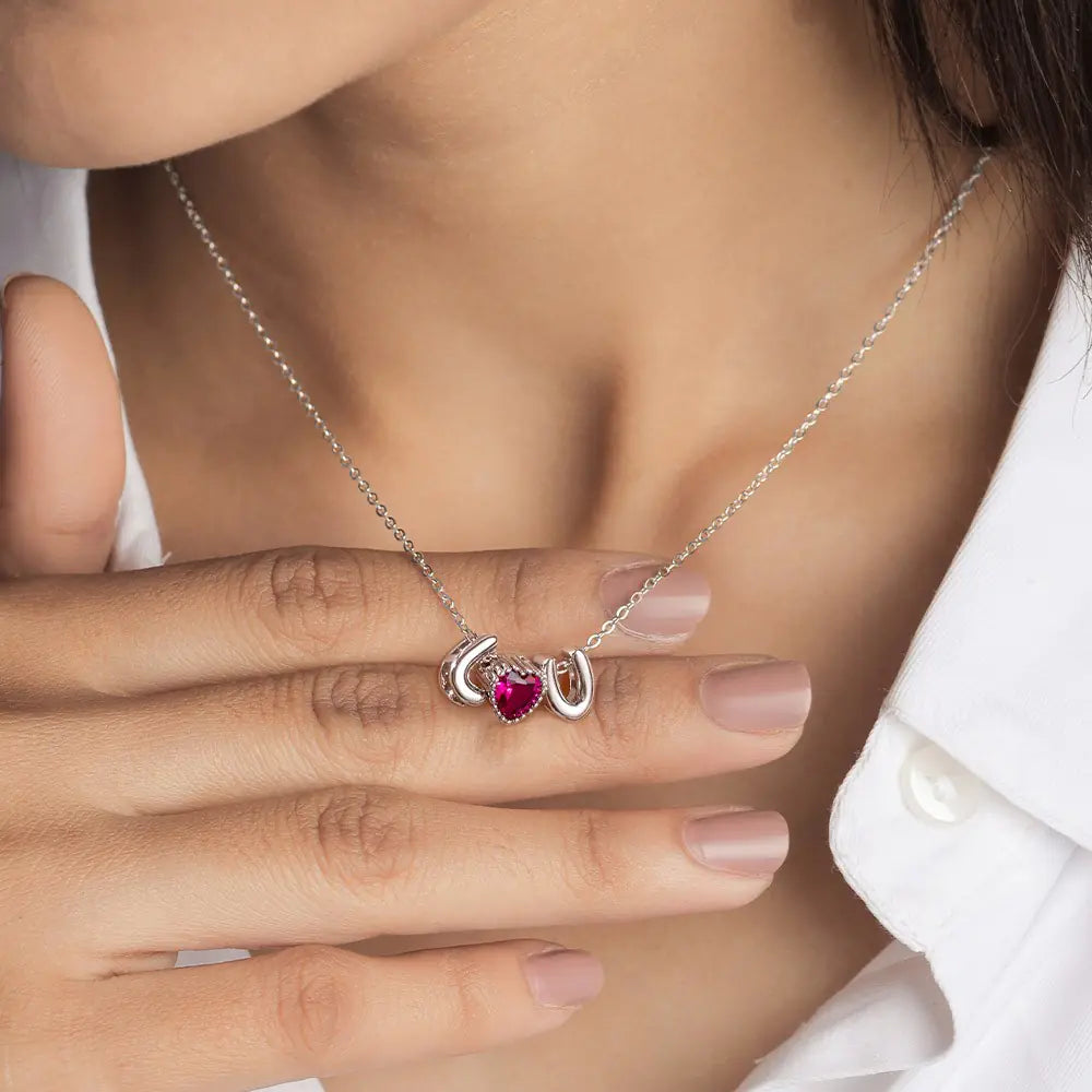 DOUBLE BUBBLE LETTER W BIRTHSTONE | 3D Ballon Initiaal Ketting Met Geboortesteen