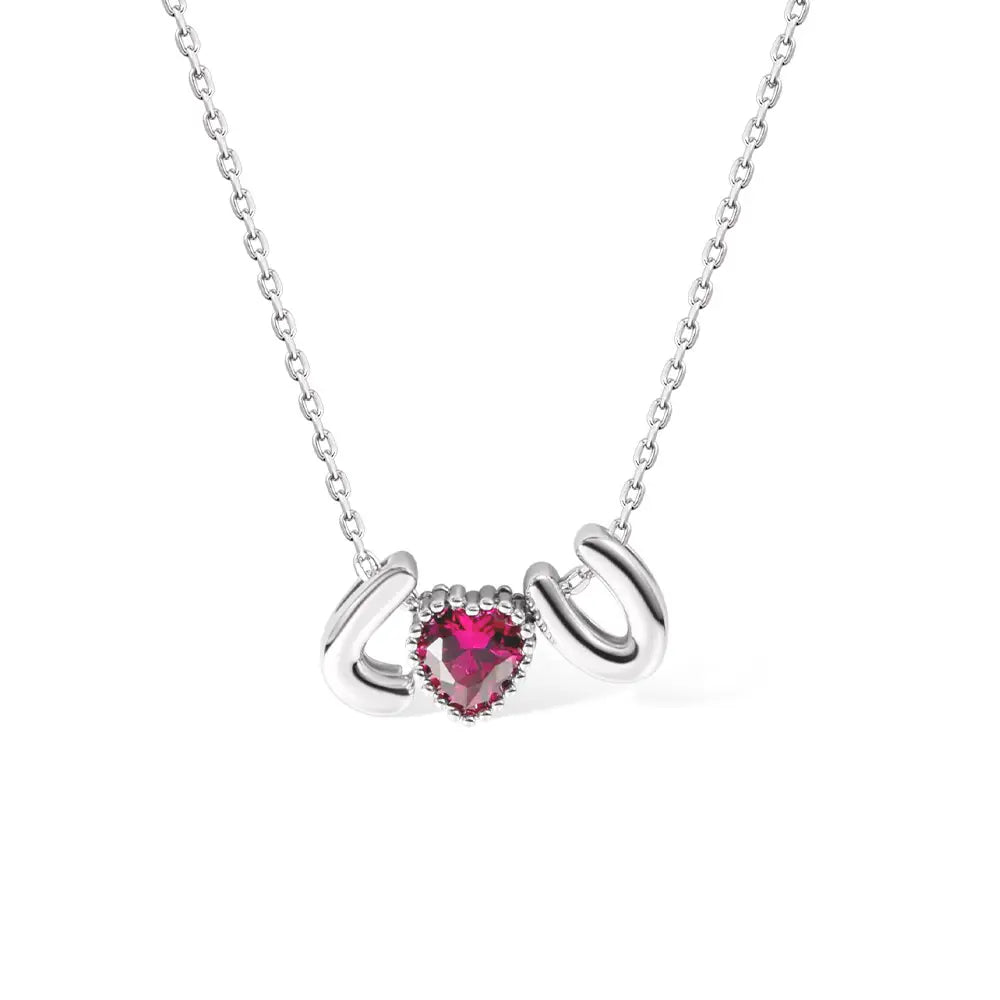 DOUBLE BUBBLE LETTER W BIRTHSTONE | 3D Ballon Initiaal Ketting Met Geboortesteen