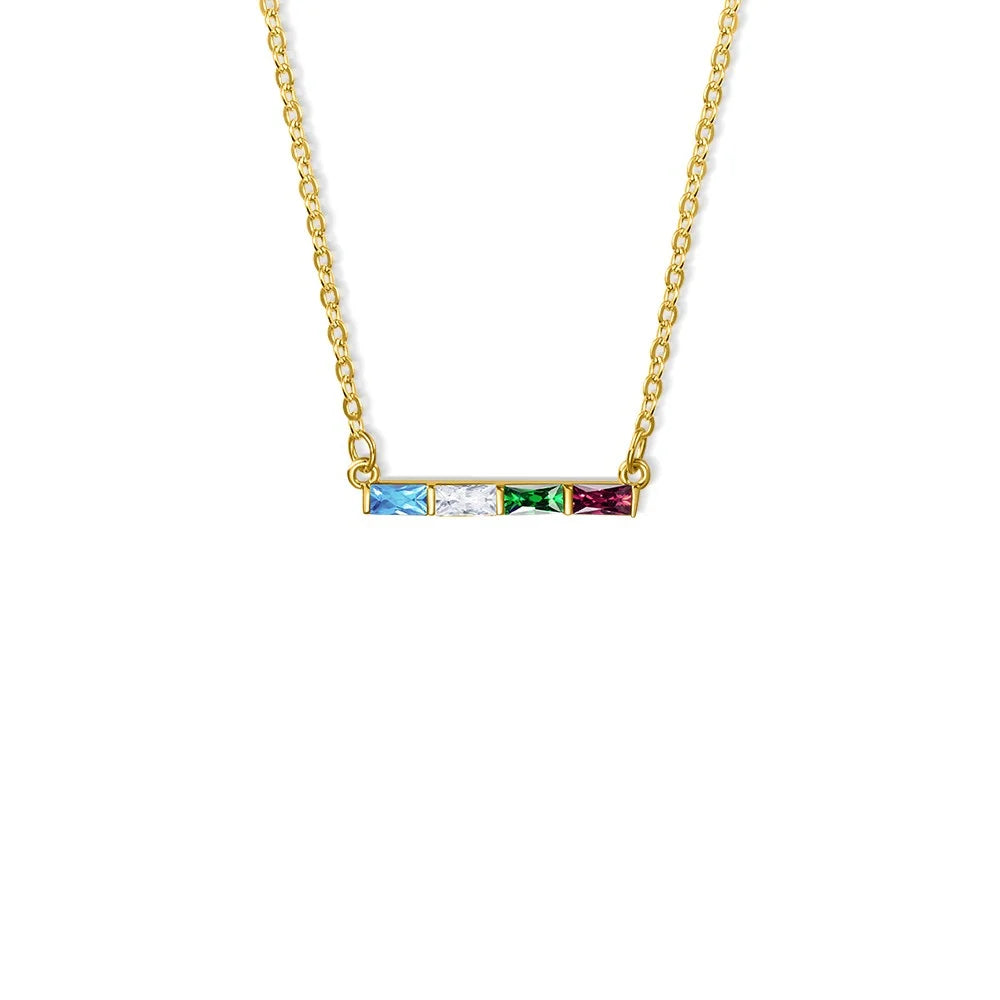 DAINTY | Minimalistische Gepersonaliseerde 1-8 Baguette Geboortestenen Fijne Hanger Ketting