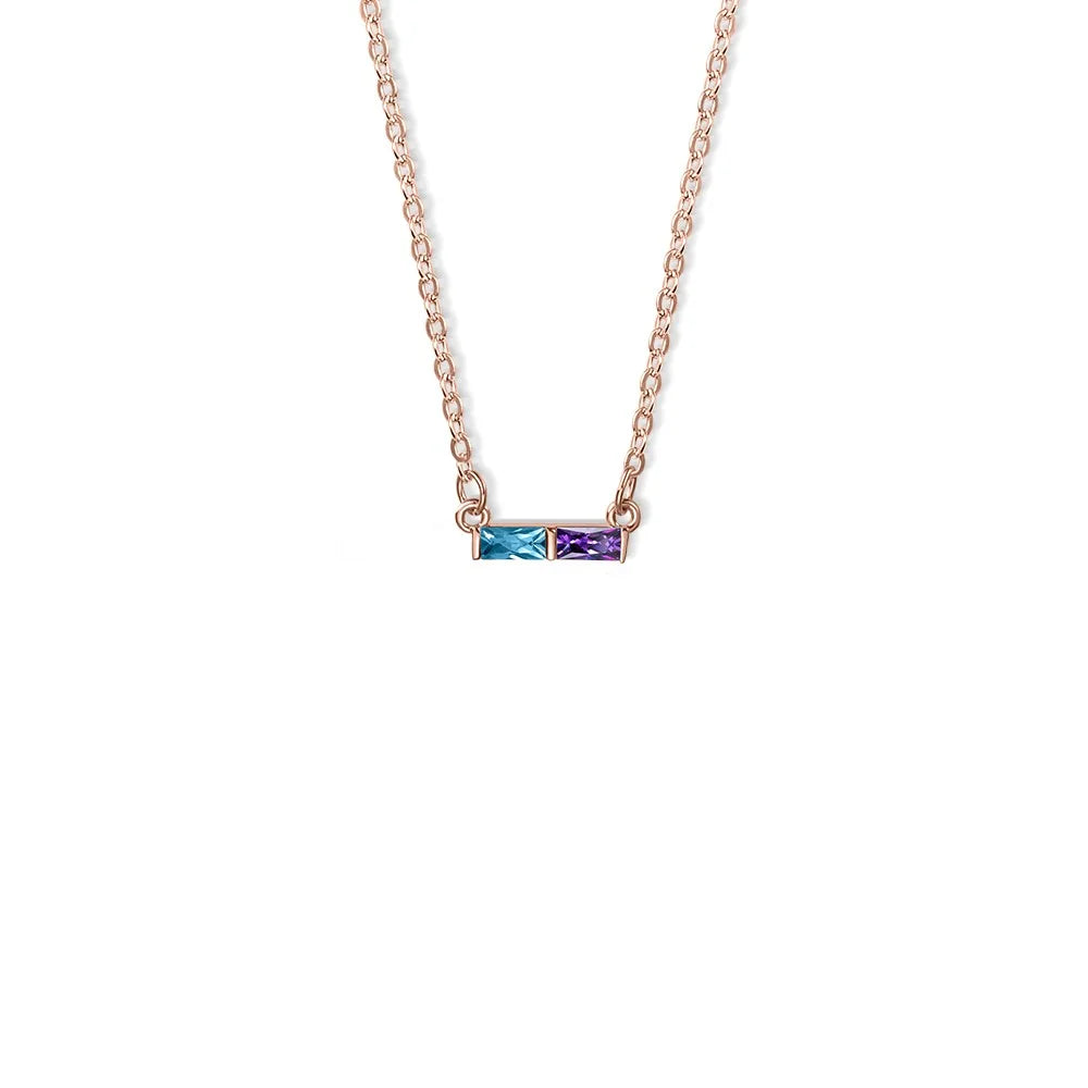 DAINTY | Minimalistische Gepersonaliseerde 1-8 Baguette Geboortestenen Fijne Hanger Ketting