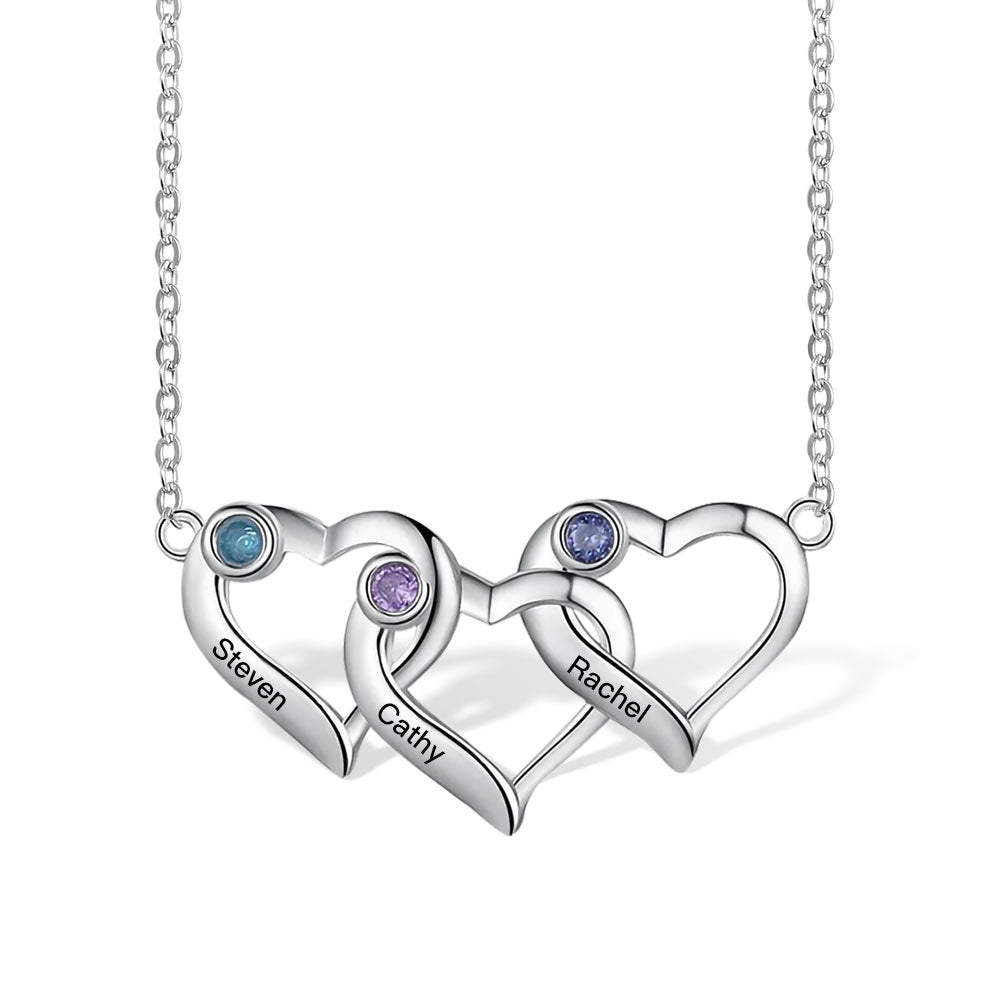 MY HEARTHS | Custom Name Heart Necklace with Birthstones