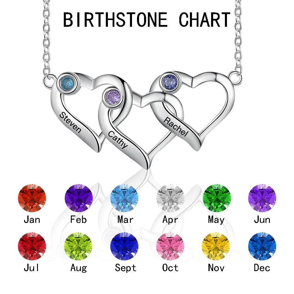 MY HEARTHS | Custom Name Heart Necklace with Birthstones