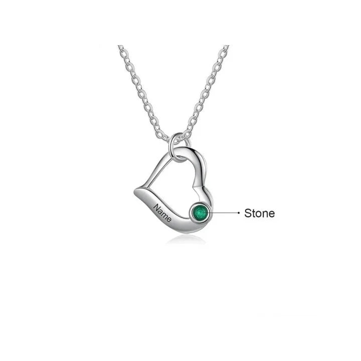 MY HEARTHS | Custom Name Heart Necklace with Birthstones