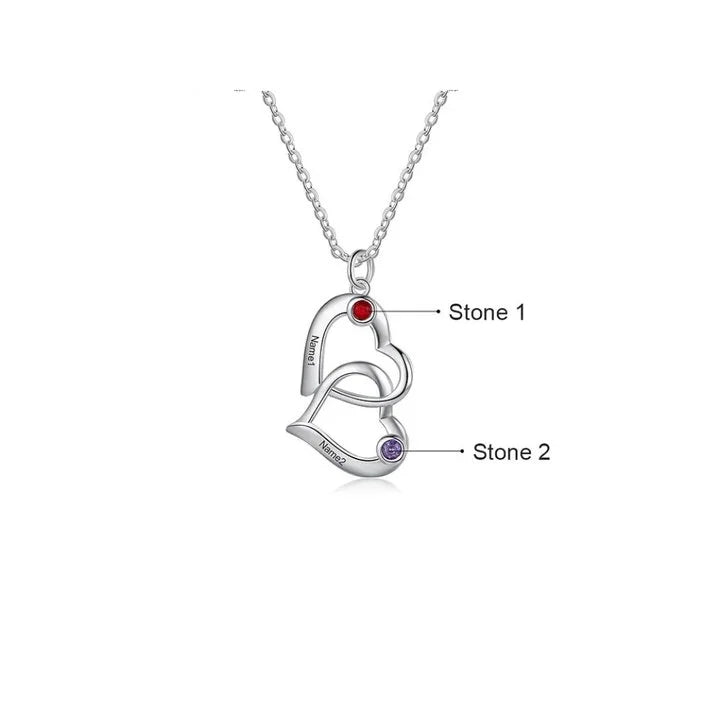 MY HEARTHS | Custom Name Heart Necklace with Birthstones