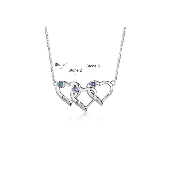 MY HEARTHS | Custom Name Heart Necklace with Birthstones