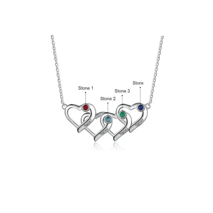 MY HEARTHS | Custom Name Heart Necklace with Birthstones