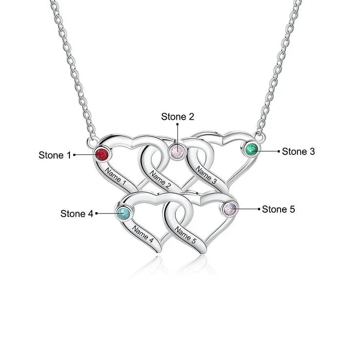 MY HEARTHS | Custom Name Heart Necklace with Birthstones