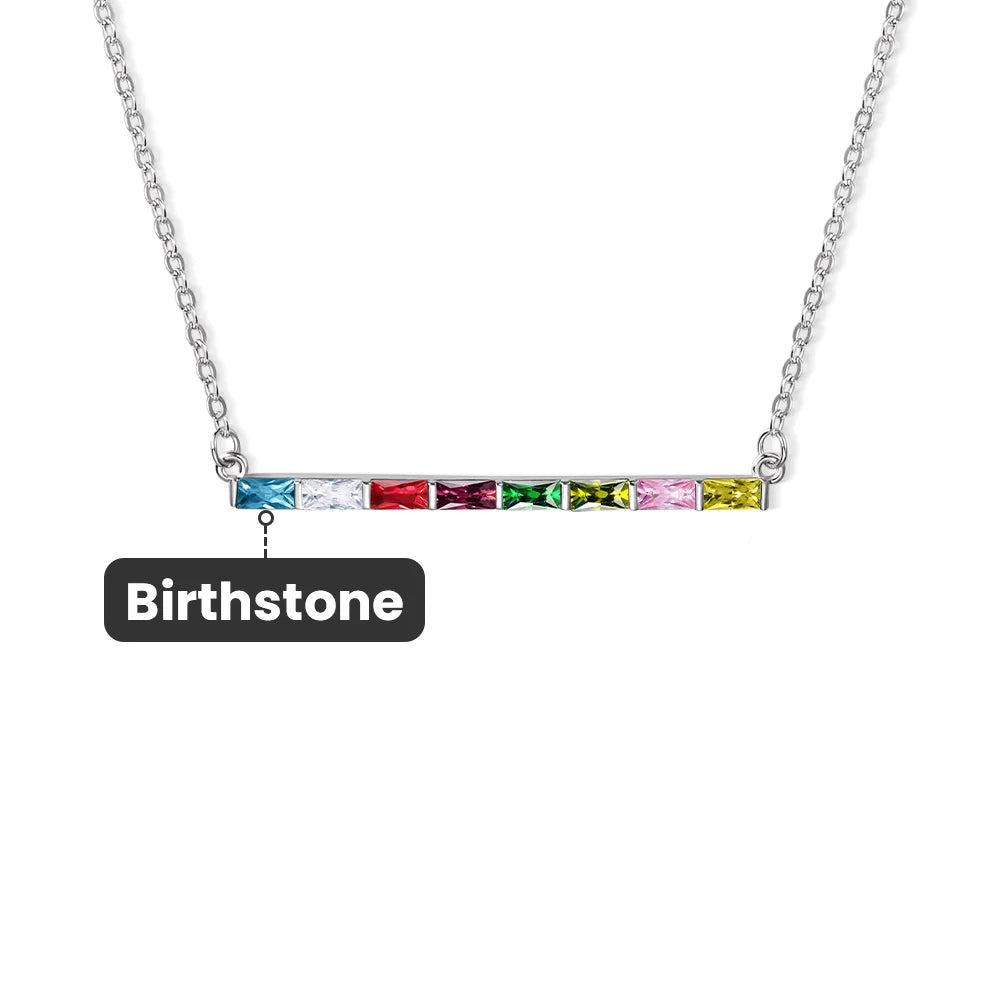 DAINTY | Minimalistische Gepersonaliseerde 1-8 Baguette Geboortestenen Fijne Hanger Ketting