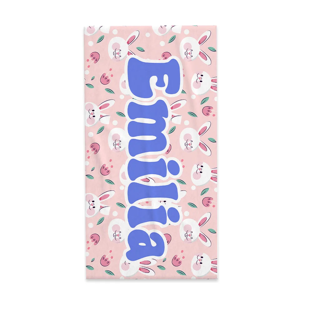MIJN STRANDHANDDOEK | Gepersonaliseerde naam multicolor strandhanddoek, sneldrogende dieren/plant prints