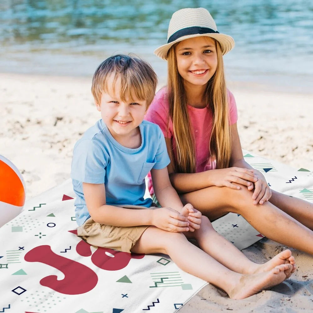 MIJN STRANDHANDDOEK | Gepersonaliseerde naam multicolor strandhanddoek, sneldrogende dieren/plant prints