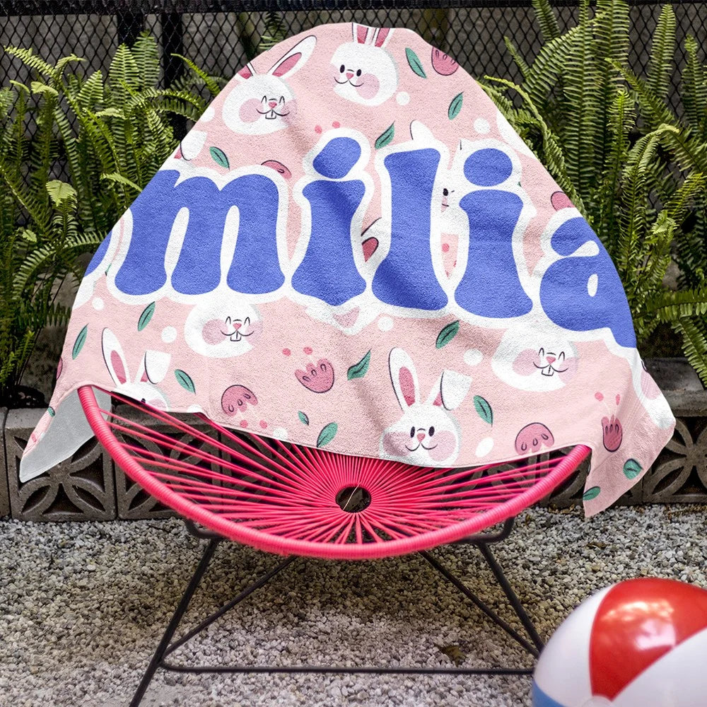 MIJN STRANDHANDDOEK | Gepersonaliseerde naam multicolor strandhanddoek, sneldrogende dieren/plant prints