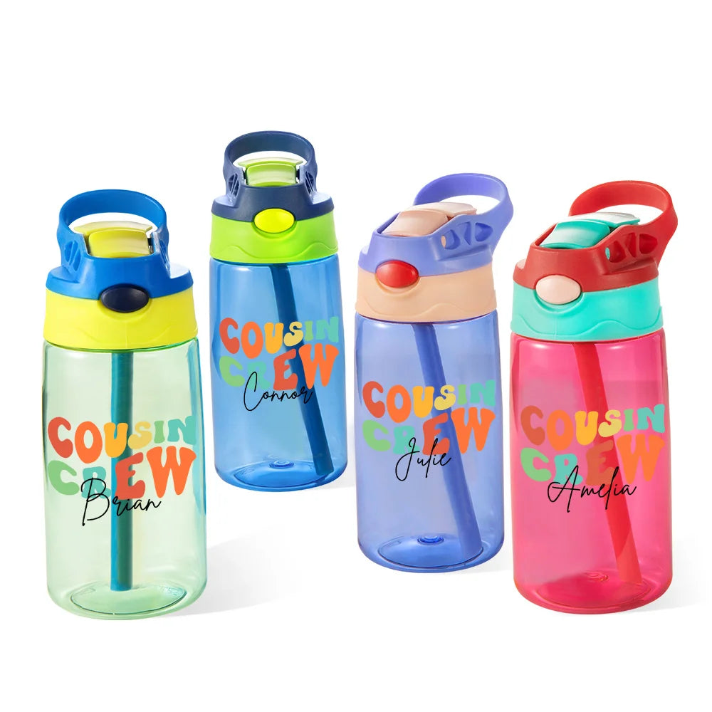 COUSIN CREW WATER BOTTLE | Custom Name Cousin Crew Kids Water Bottle, Perfect for Family Outings