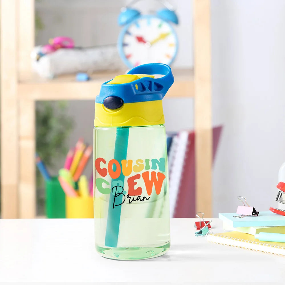 COUSIN CREW WATER BOTTLE | Custom Name Cousin Crew Kids Water Bottle, Perfect for Family Outings
