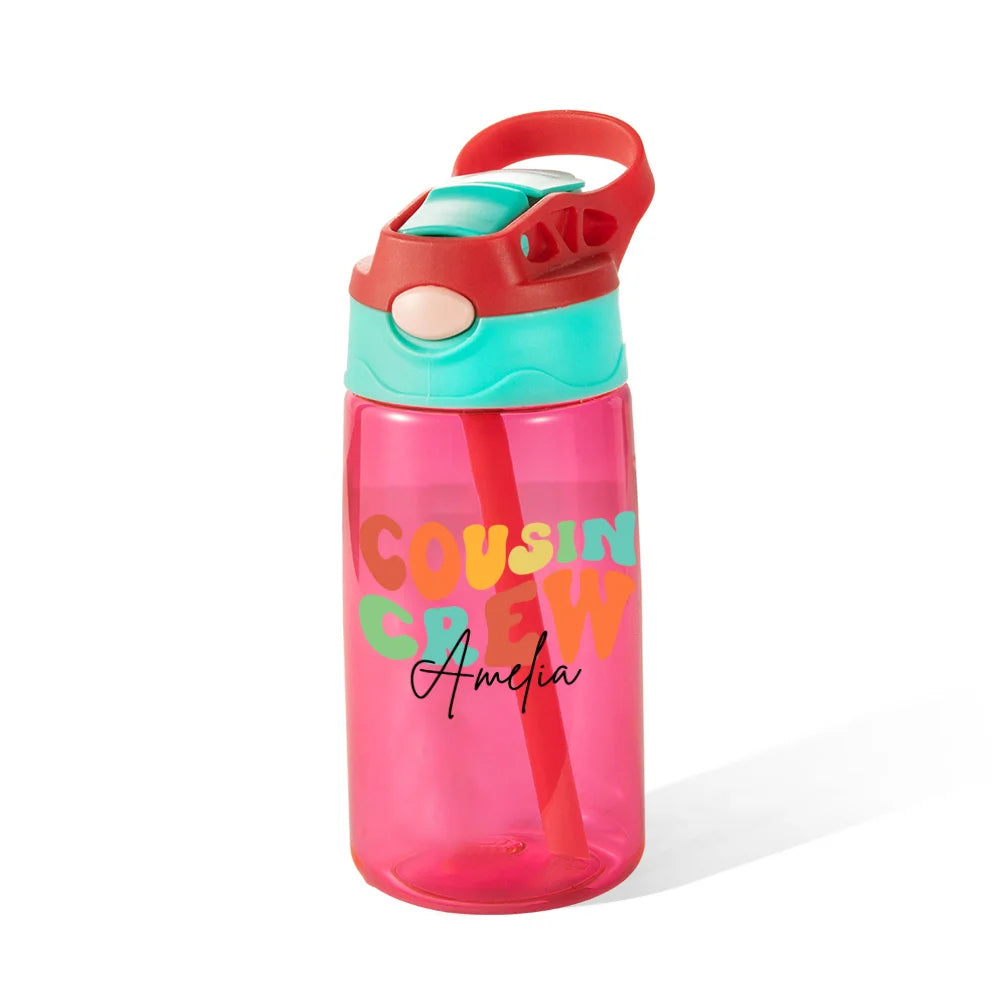 COUSIN CREW WATER BOTTLE | Custom Name Cousin Crew Kids Water Bottle, Perfect for Family Outings