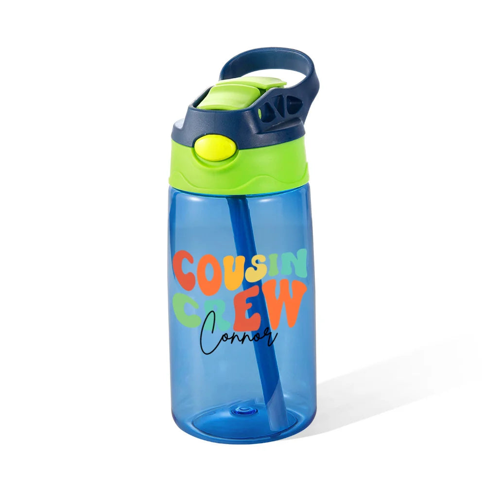 COUSIN CREW WATER BOTTLE | Custom Name Cousin Crew Kids Water Bottle, Perfect for Family Outings