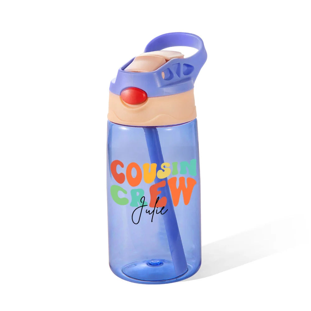 COUSIN CREW WATER BOTTLE | Custom Name Cousin Crew Kids Water Bottle, Perfect for Family Outings
