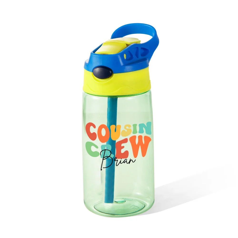 COUSIN CREW WATER BOTTLE | Custom Name Cousin Crew Kids Water Bottle, Perfect for Family Outings