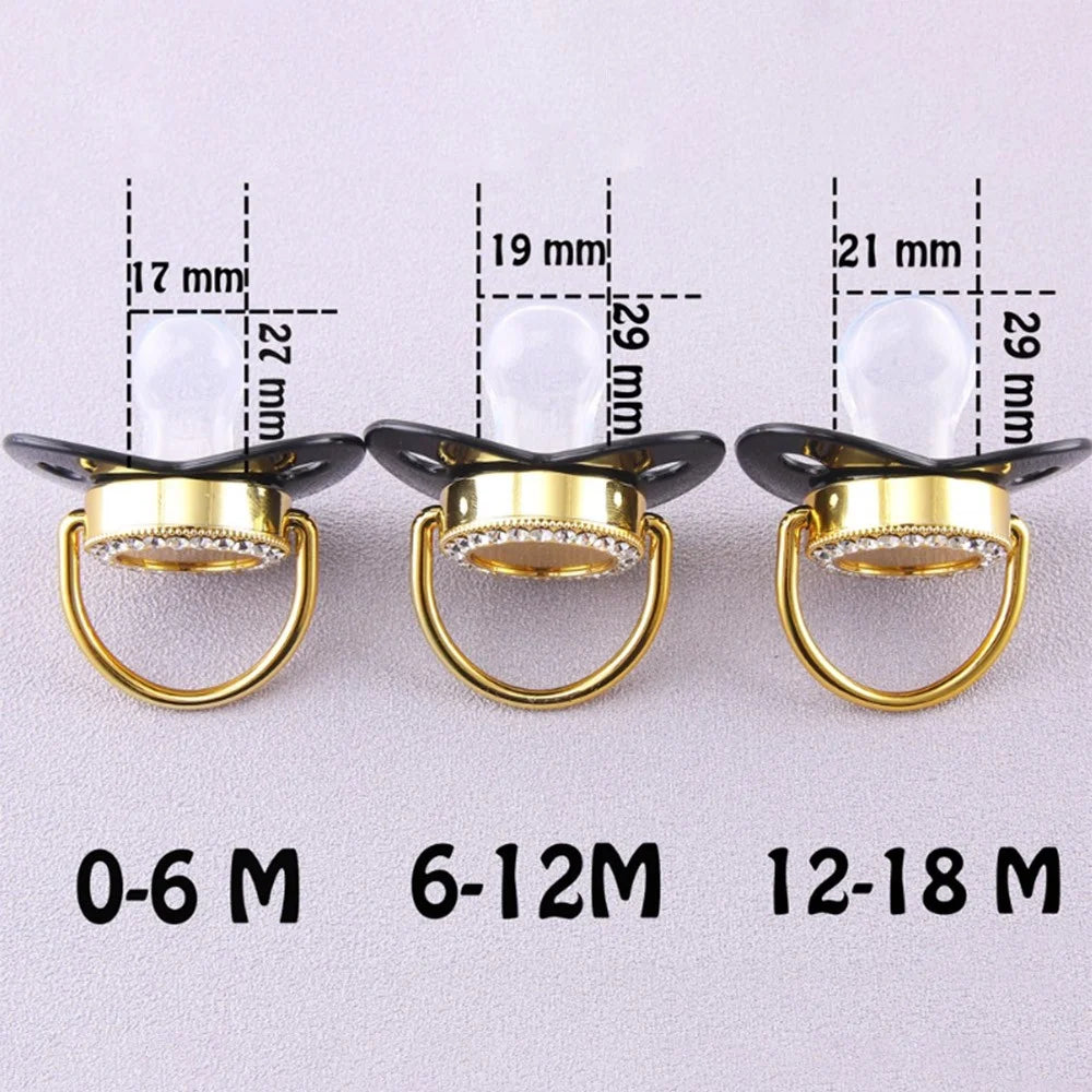 Gepersonaliseerde naam speenhouder clip set, BPA-vrij, aangepaste siliconen fopspeen voor 0-6 maanden pasgeboren meisjes/jongens/prematuren, gouden luxe cadeaus voor babyâ€™s