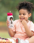 GIRLS WATER BOTTLE WITH STRAW | Personalized Name Girls School Tumbler, 14oz Stainless Steel Water Bottle with Straw