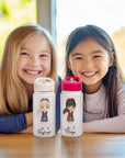 GIRLS WATER BOTTLE WITH STRAW | Personalized Name Girls School Tumbler, 14oz Stainless Steel Water Bottle with Straw