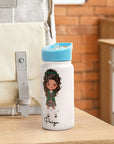 GIRLS WATER BOTTLE WITH STRAW | Personalized Name Girls School Tumbler, 14oz Stainless Steel Water Bottle with Straw