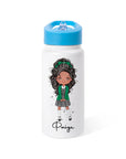 GIRLS WATER BOTTLE WITH STRAW | Personalized Name Girls School Tumbler, 14oz Stainless Steel Water Bottle with Straw