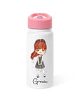 GIRLS WATER BOTTLE WITH STRAW | Personalized Name Girls School Tumbler, 14oz Stainless Steel Water Bottle with Straw