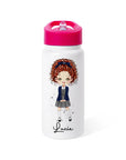 GIRLS WATER BOTTLE WITH STRAW | Personalized Name Girls School Tumbler, 14oz Stainless Steel Water Bottle with Straw