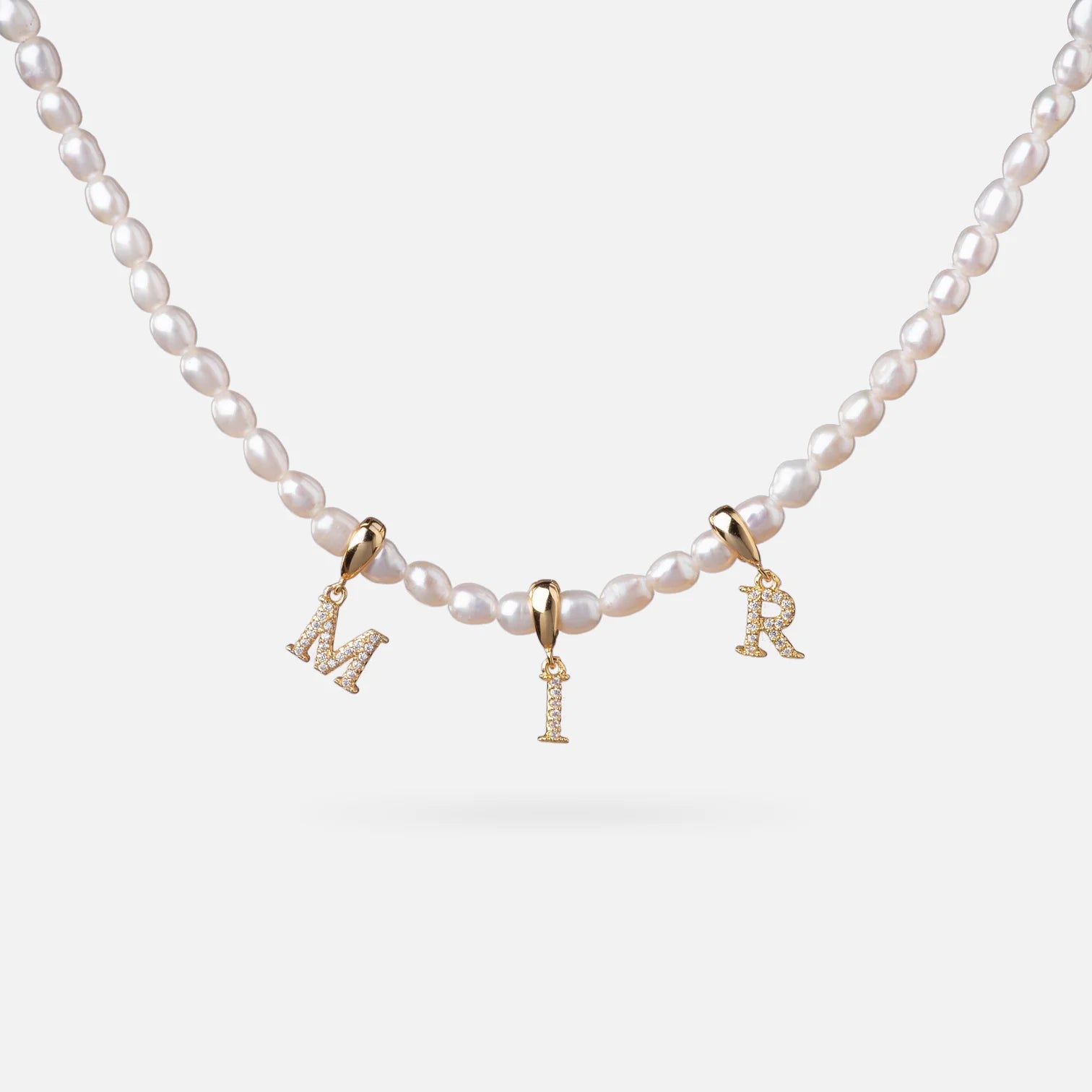 PERAL CHOKER LETTER | Personalized Initial Pearl Choker With Zircon Pendant Letter Charm