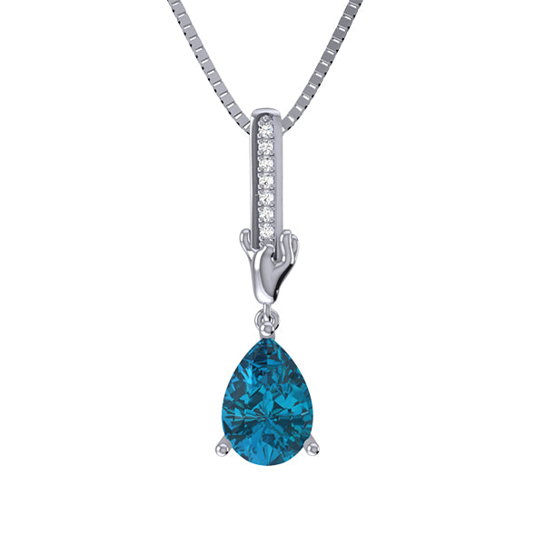 WATER DROP | Personaliseer Druppelvormige Geboortesteen Ketting Volledige Geboortesteen in Sterling Zilver 925