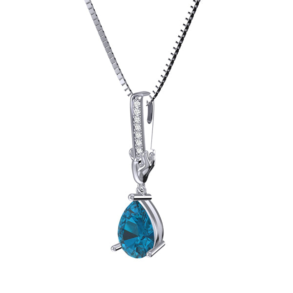 WATER DROP | Personaliseer Druppelvormige Geboortesteen Ketting Volledige Geboortesteen in Sterling Zilver 925