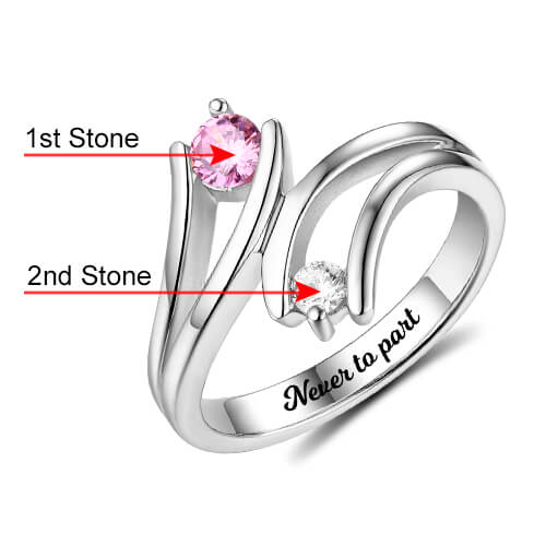 DOUBLE LOVE | Gepersonaliseerde gegraveerde dubbele geboortestenen ring sterling zilver