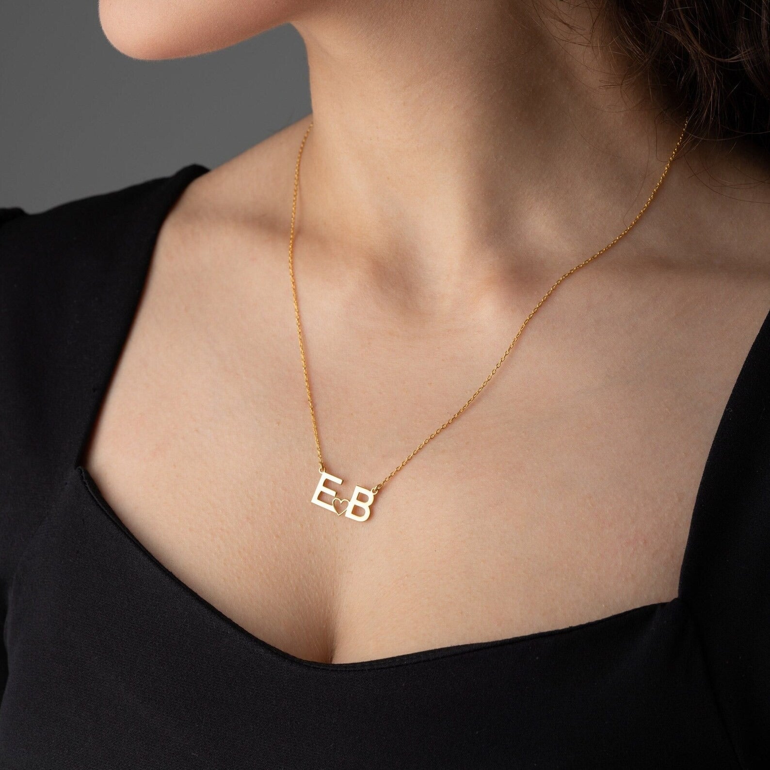 DAINTY INITIAL HEARTH | Personalized Initial Dainty Necklace
