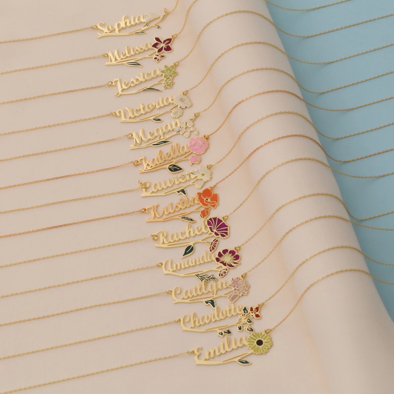 DAINTY FLOWER &amp; NAME | Personalized Name &amp; Birth Flower Necklace