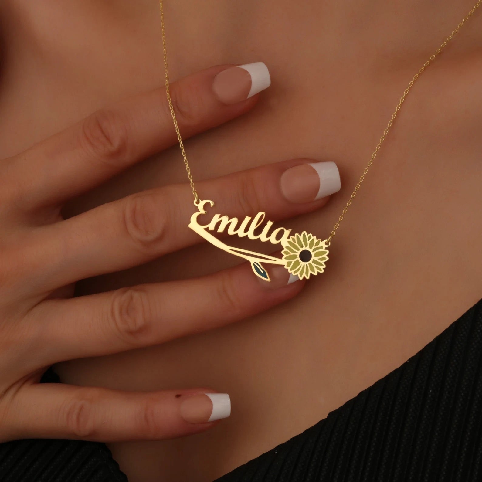 DAINTY FLOWER &amp; NAME | Personalized Name &amp; Birth Flower Necklace