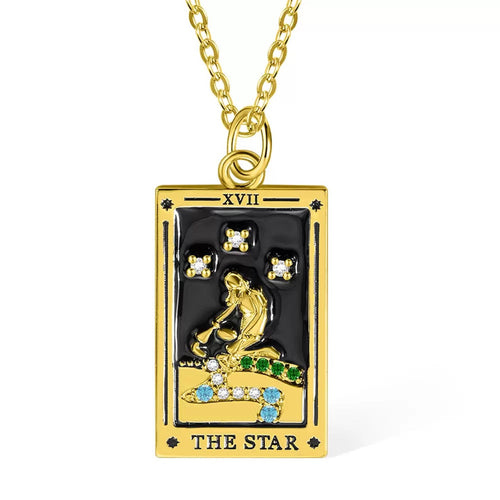 My Tarot Card Pendant necklace | Enamel Tarot Necklace, Rectangular Celestial Tarot Sign Necklace, Handmade Astrology Necklace